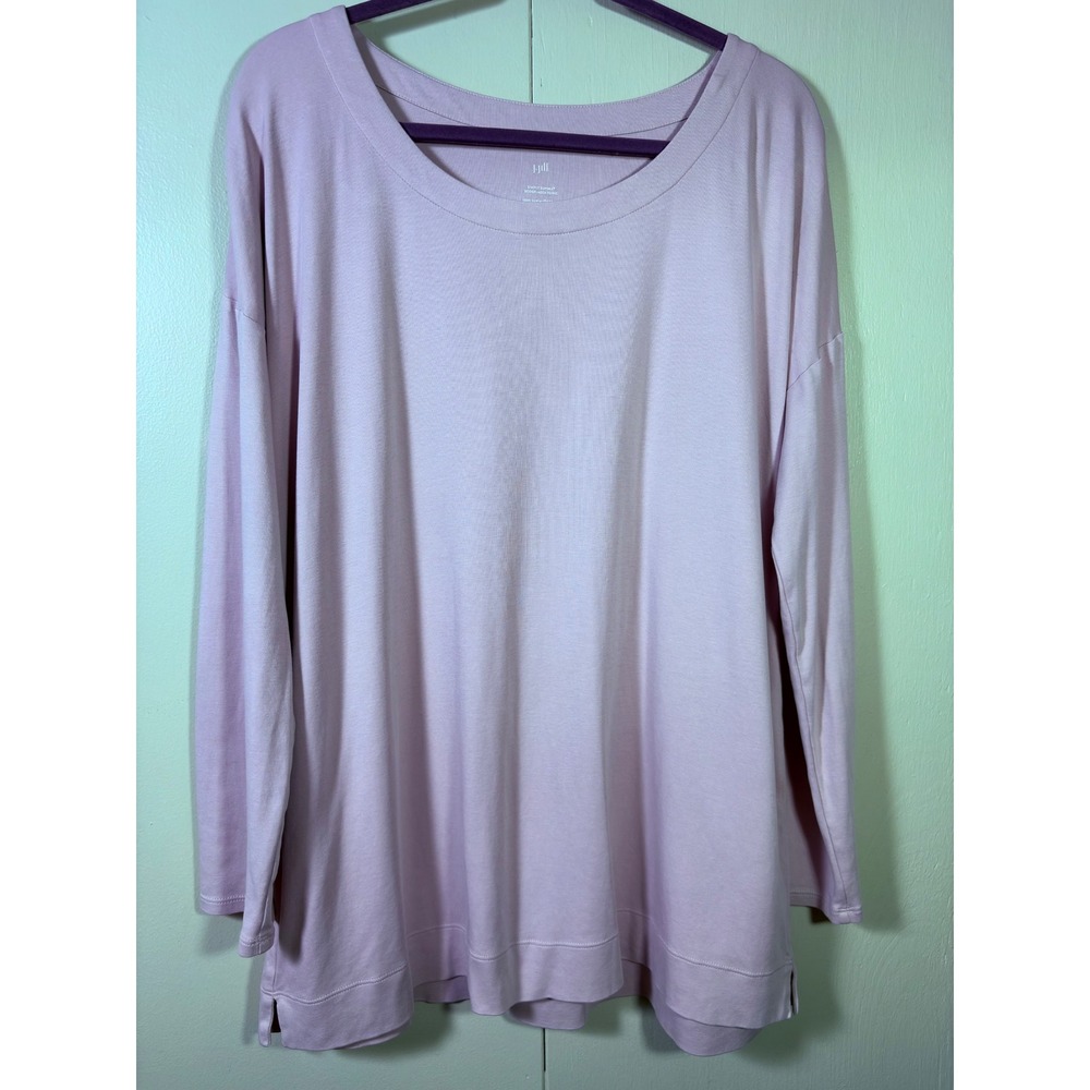 J. Jill Simply Supima Scoop Neck Tunic Light Purple L Coastal Relaxed Soft